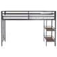 Hearth and Haven Adam Twin Loft Bunk Bed with Cinnamon Wood Shelf in Black, , large