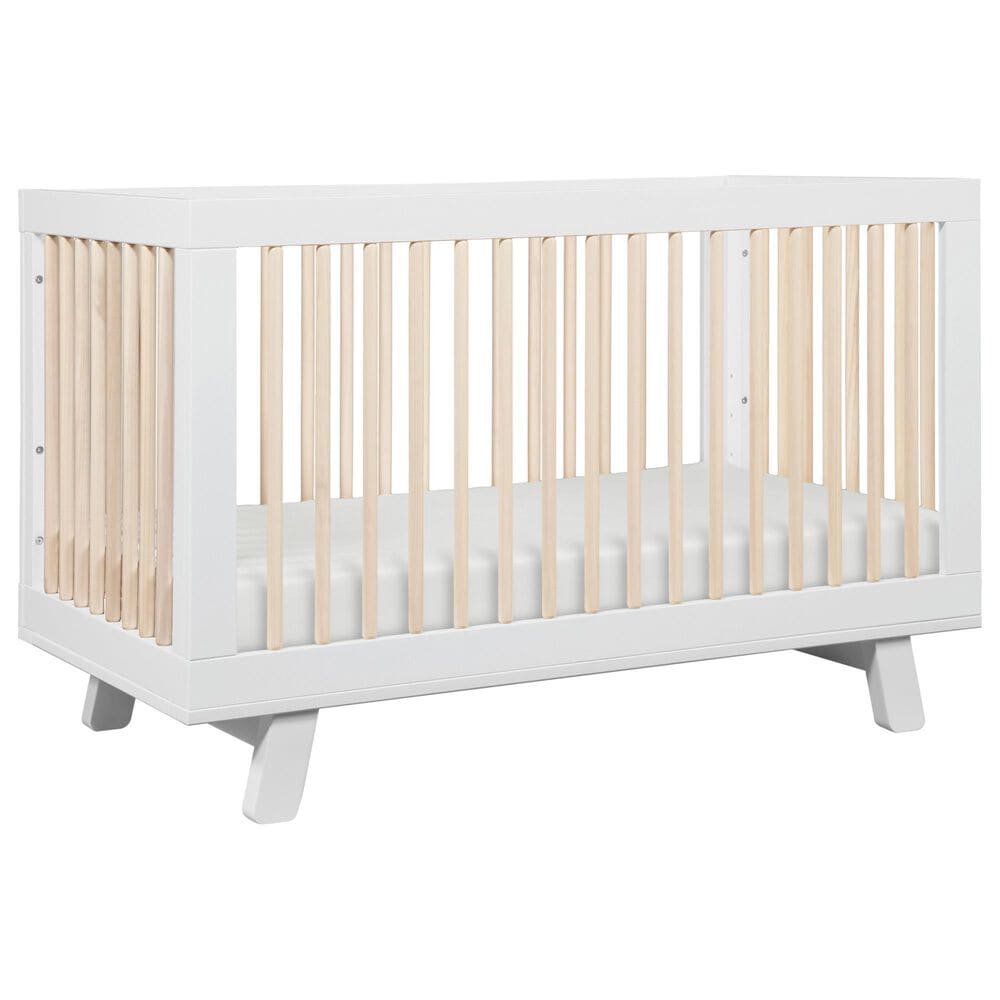 Babyletto Hudson Crib and 3 Drawer Dresser Set in Washed Natural and White, , large