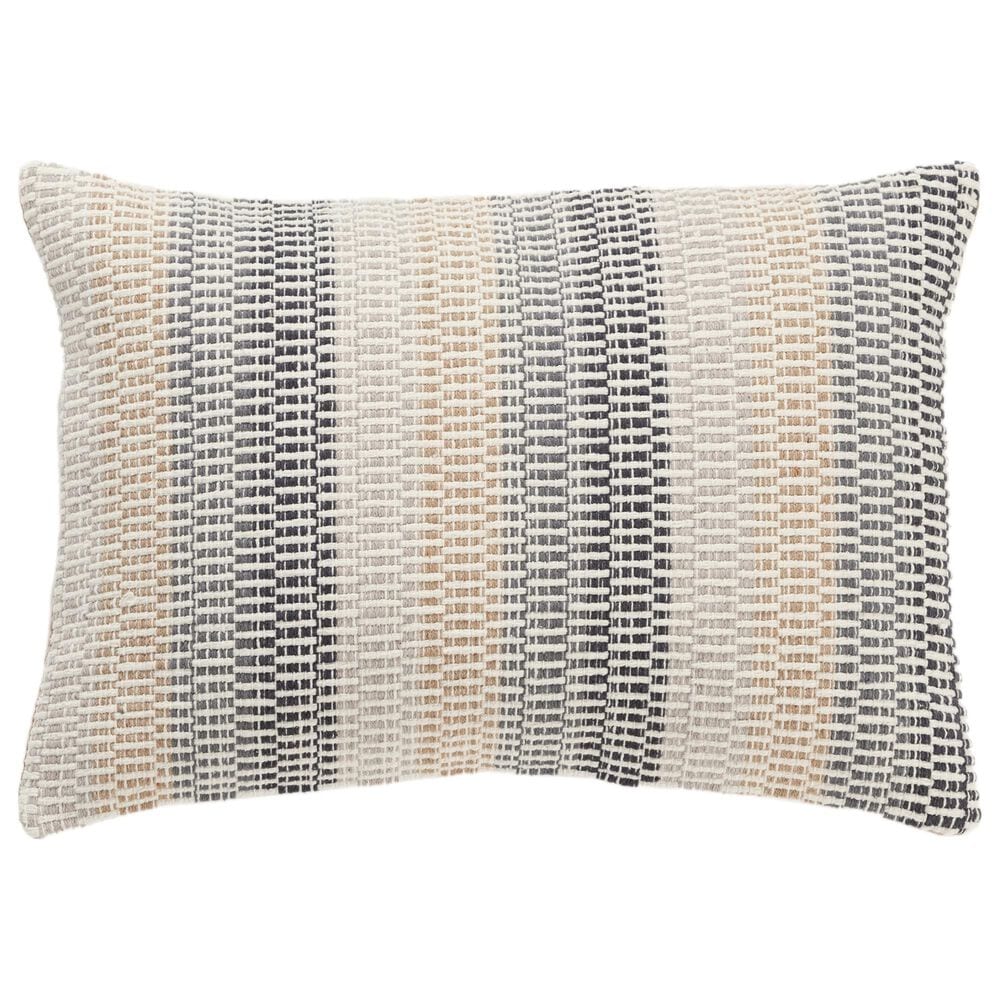 Rizzy Home 14" x 20" Striped Down Filled Lumbar Pillow in Multicolor and Dark Natural, , large