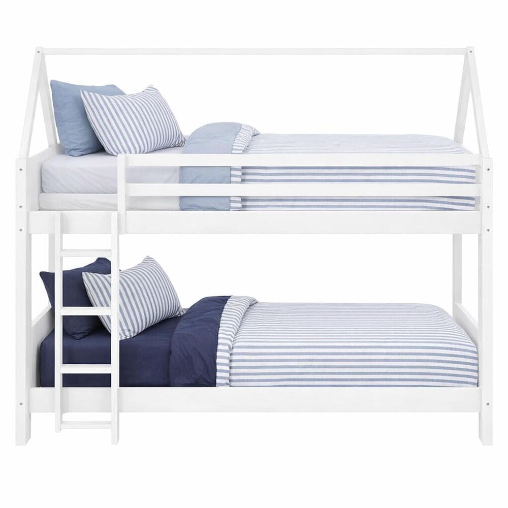 Linon Home Decor Maison Twin Over Twin Bunk Bed in White, , large