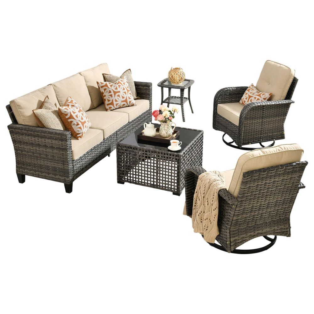 HOMLUX 5-Piece Outdoor Conversation Set in Beige, , large