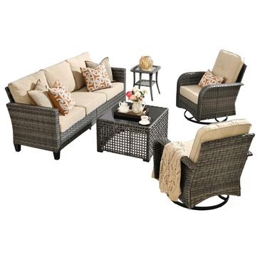 HOMLUX 5-Piece Outdoor Conversation Set in Beige, , large