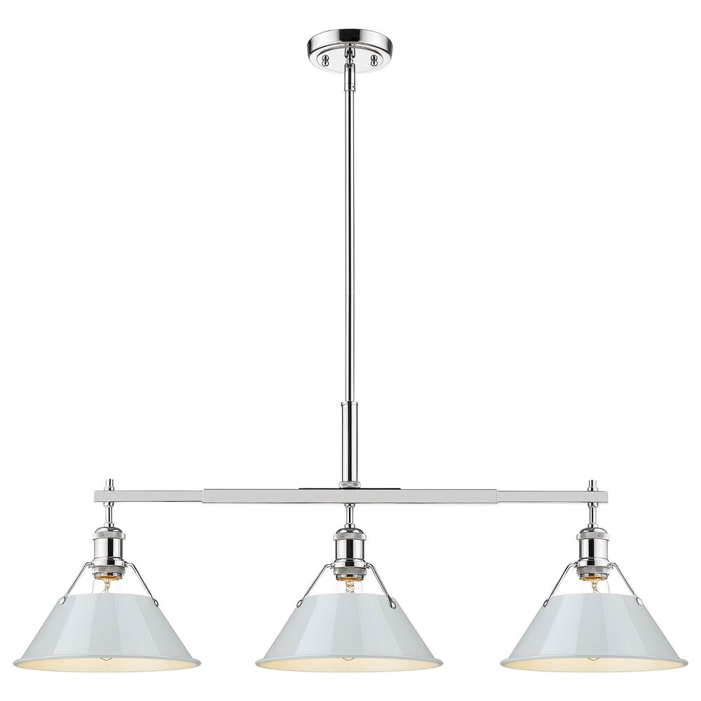 Golden Lighting Orwell 3-Light Linear Pendant with Dusky Blue Shade in Chrome, , large
