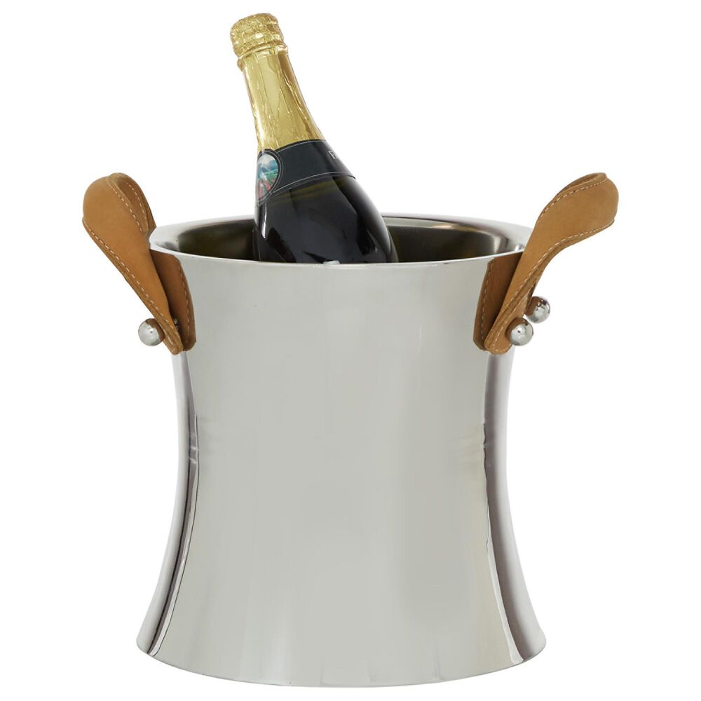 Maple and Jade Maple and Jade 10" Contemporary Stainless Steel Wine Holder Silver, , large