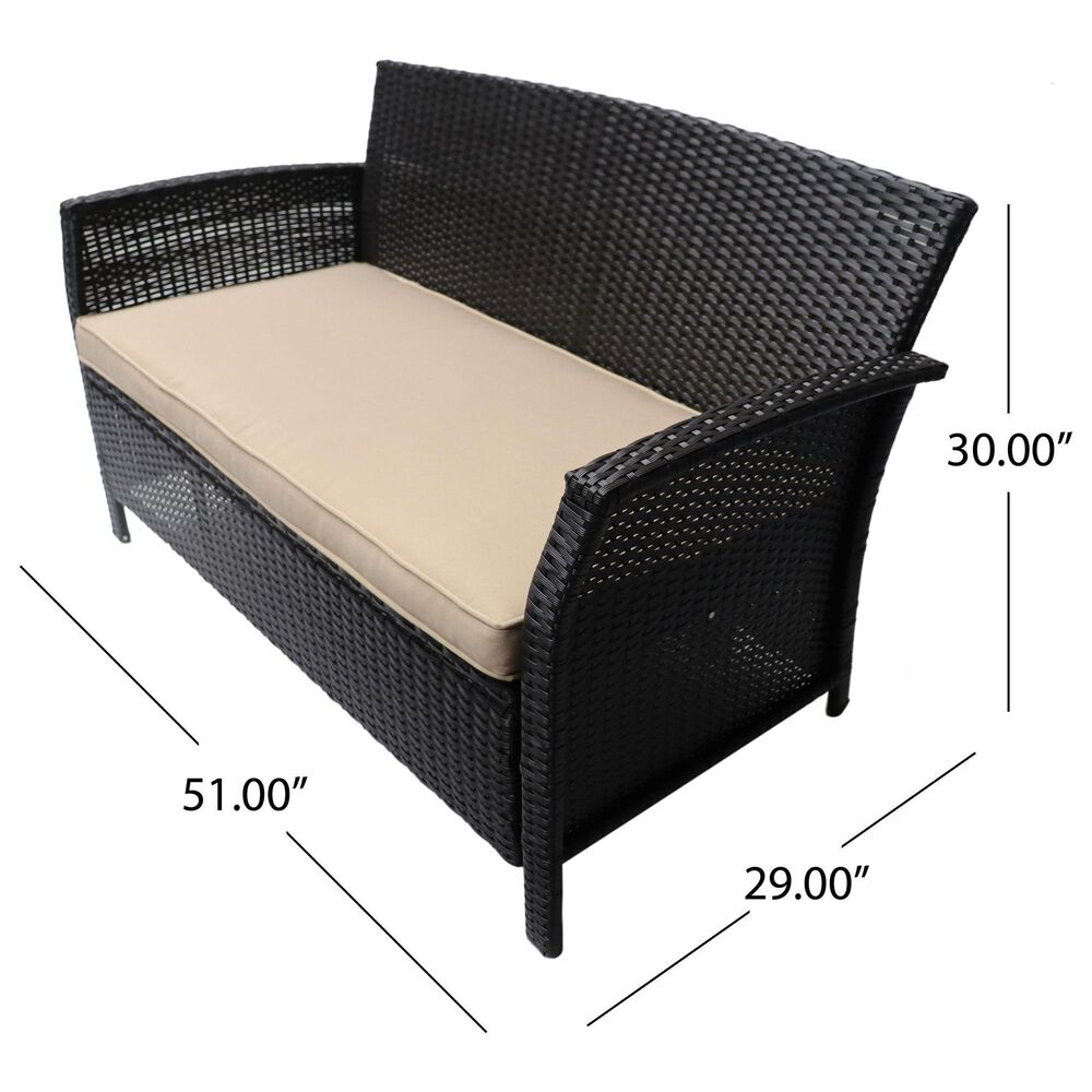 Hearth and Haven ST Lucia Outdoor Loveseat with Tan Cushion in Brown, , large