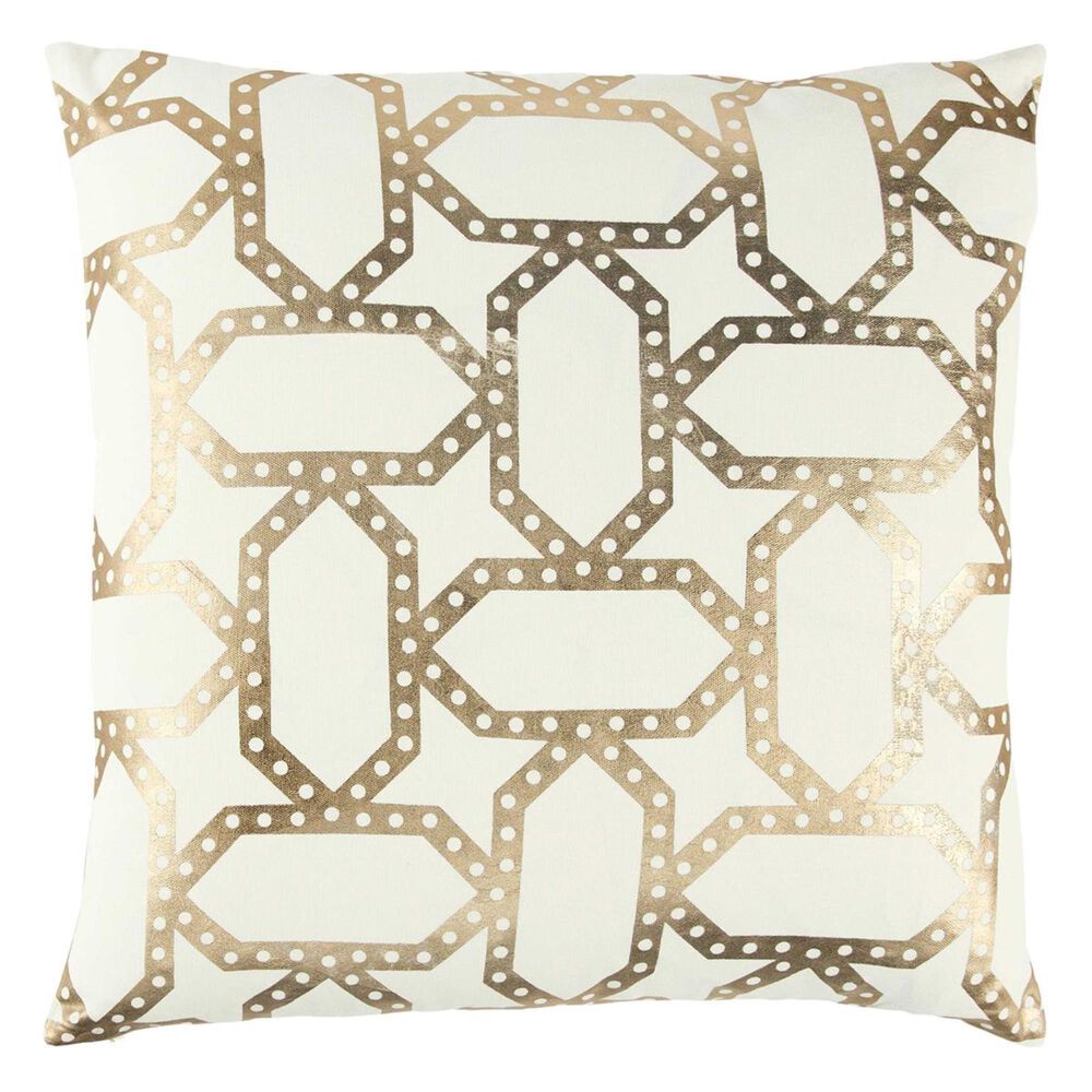 Rizzy Home 20" x 20" Geometric Pattern Down Pillow in Gold, , large