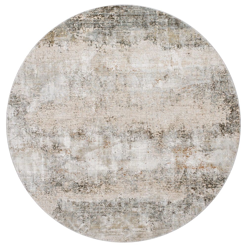 Surya Brunswick BWK-2305 5"3" Round Dusty Sage, Taupe, Light Gray, White, Pale Blue, Olive, Teal and Charcoal Area Rug, , large