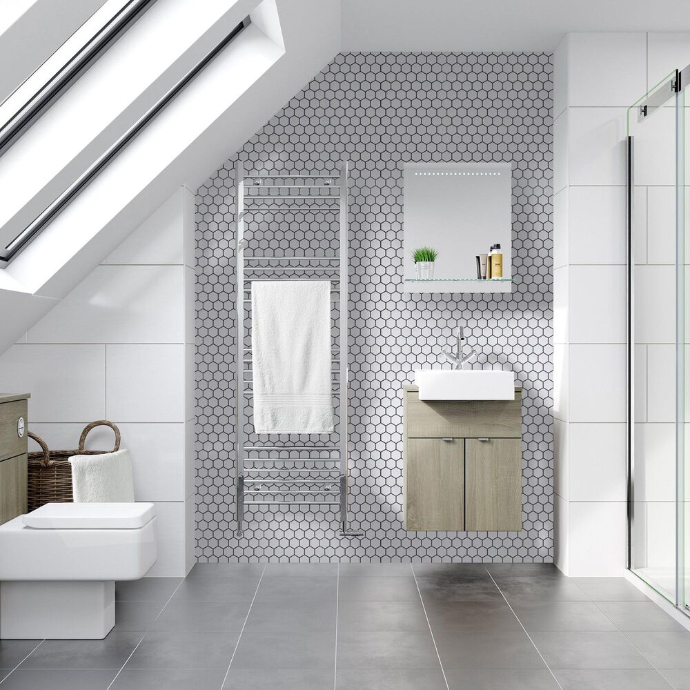 Emser Savvy Silver 1" x 1" Round on 11" x 12" Glazed Porcelain Mosaic Sheet, , large