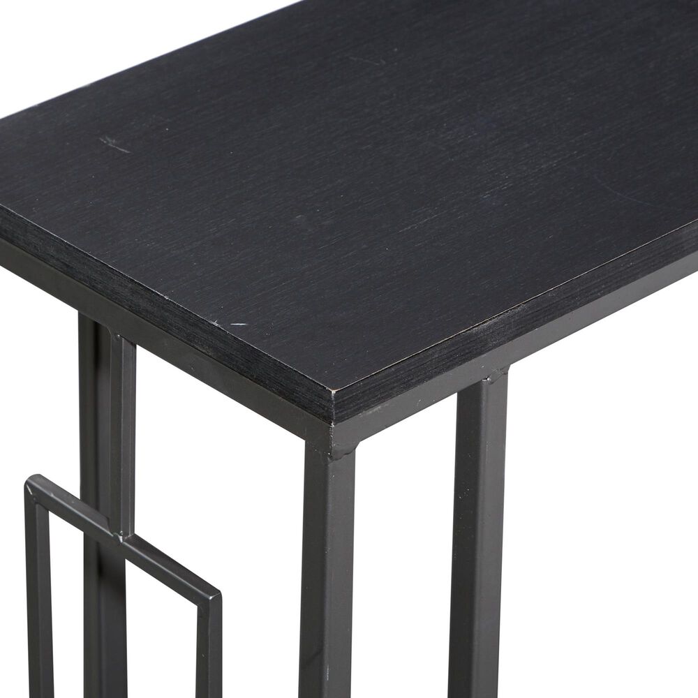 Maple and Jade C-Shaped End Table in Black, , large