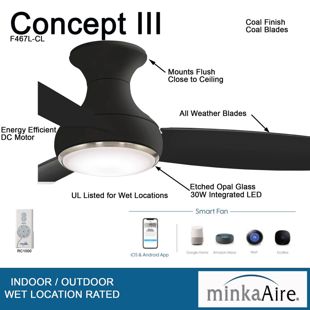 Minka-Aire Concept III 54" Ceiling Fan with LED Light in Coal, , large