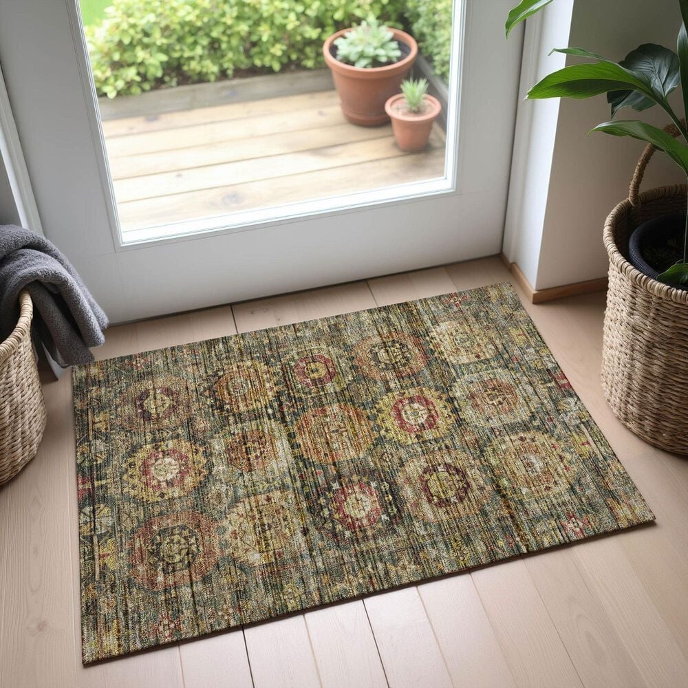 Dalyn Rug Company Silk Road Fern, Olive, Copper, Gold, Paprika, Ivory and Beige 2&#39;6&quot; x 3&#39;10&quot; Area Rug, , large