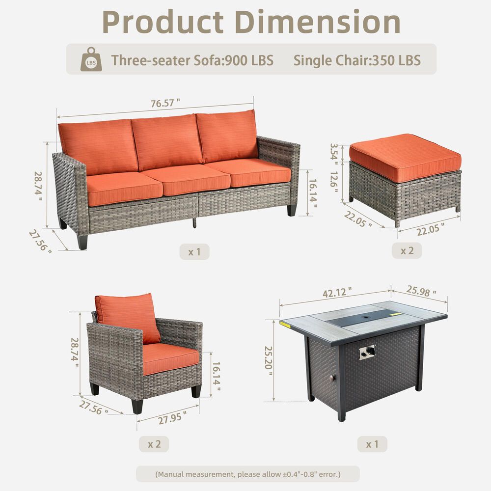 HOMLUX 6-Piece Patio Set in Orange, , large