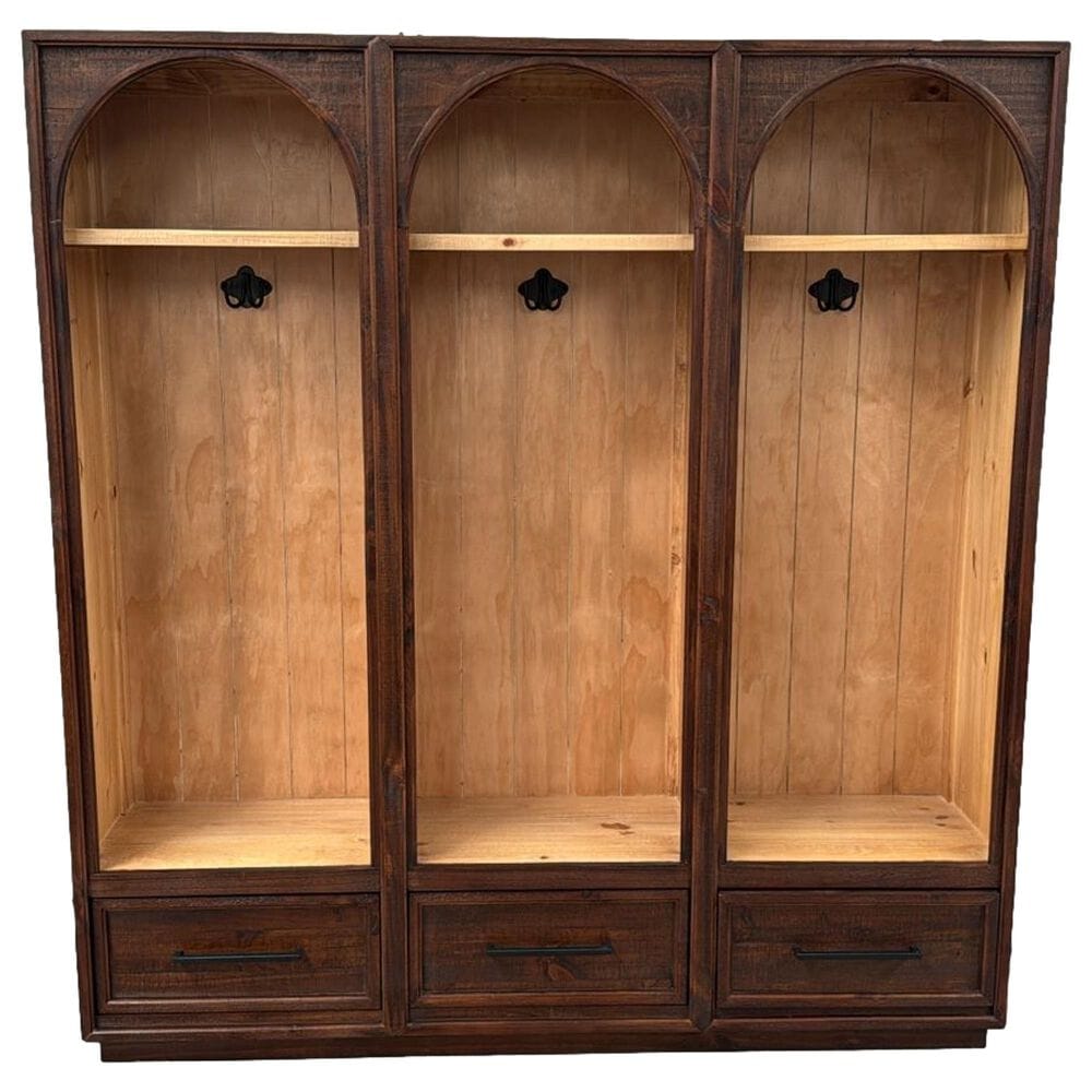 Woodland & Co Brooks Triple Coat Rack with Drawers in Walnut and Natural, , large