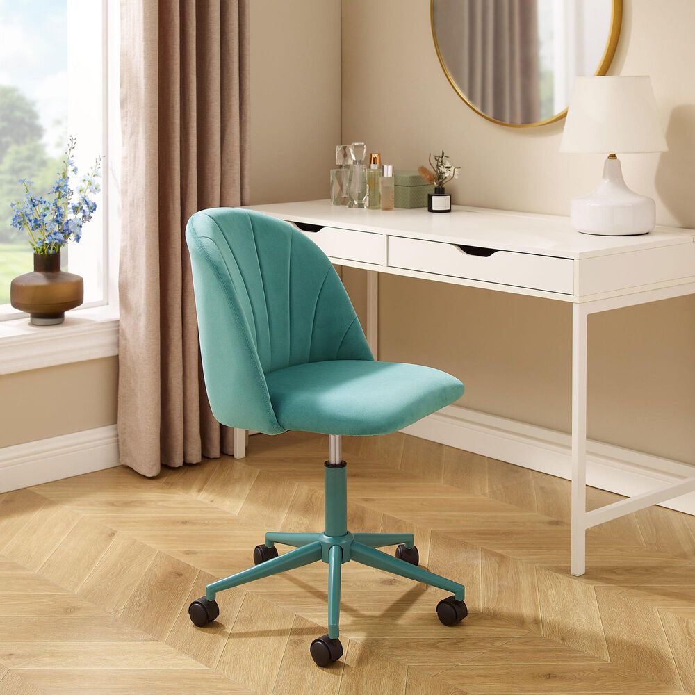 Linon Home Decor Adalynn Swivel Desk Chair in Aqua, , large