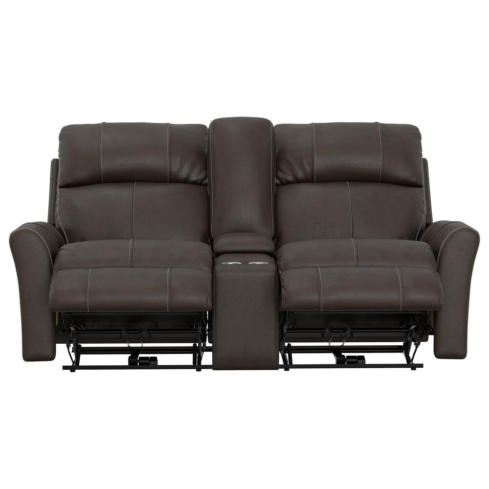 Catnapper Fredda Power Reclining Console Loveseat with Power Headrests in Coffee, , large