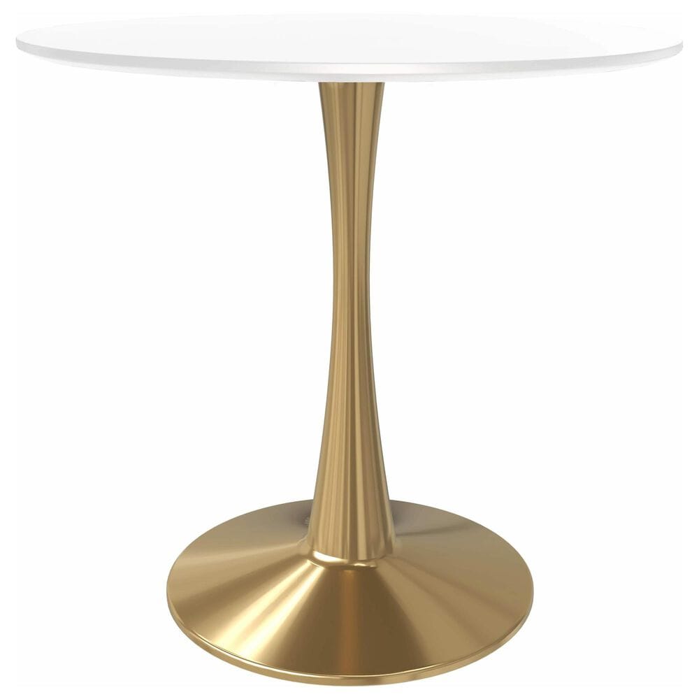 Leisuremod Bristol 27&quot; Round Dining Table with MDF Top in Gold and White - Table Only, , large
