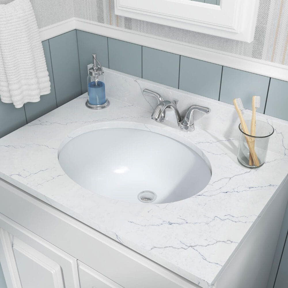 MSI 19.5" x 14.75" Oval Porcelain Ceramic Undermount Bathroom Vanity Sink in White, , large