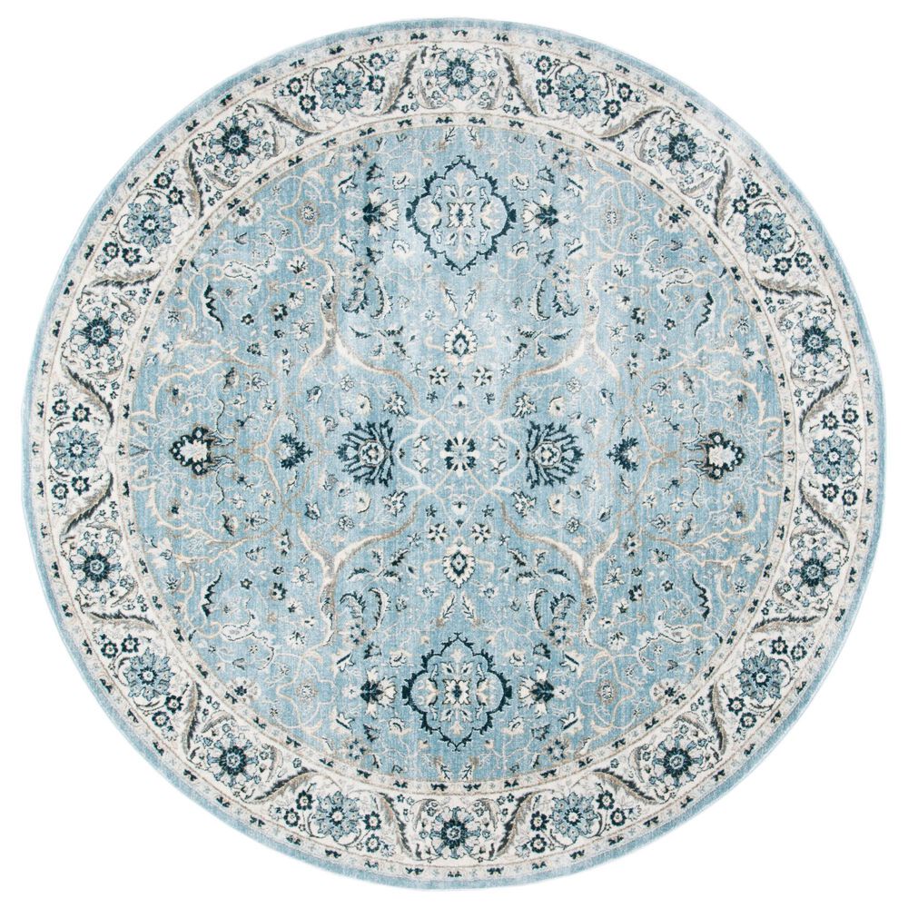 Safavieh Isabella 6"7" Round Light Blue and Cream Area Rug, , large