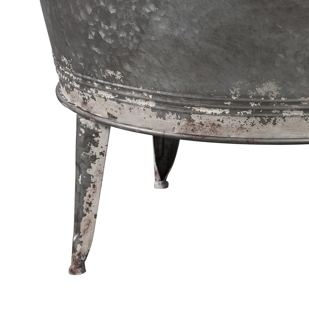 Ashley Shellmond Accent Cocktail Table in Antiqued Galvanized and Light Brown, , large