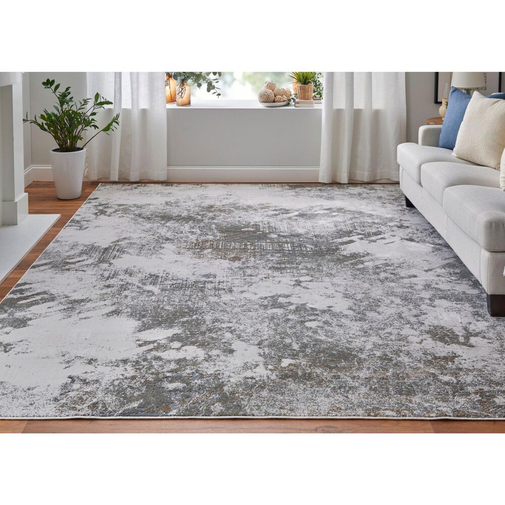 Feizy Waldor Ivory and Gray 2'10" x 7'10" Runner, , large