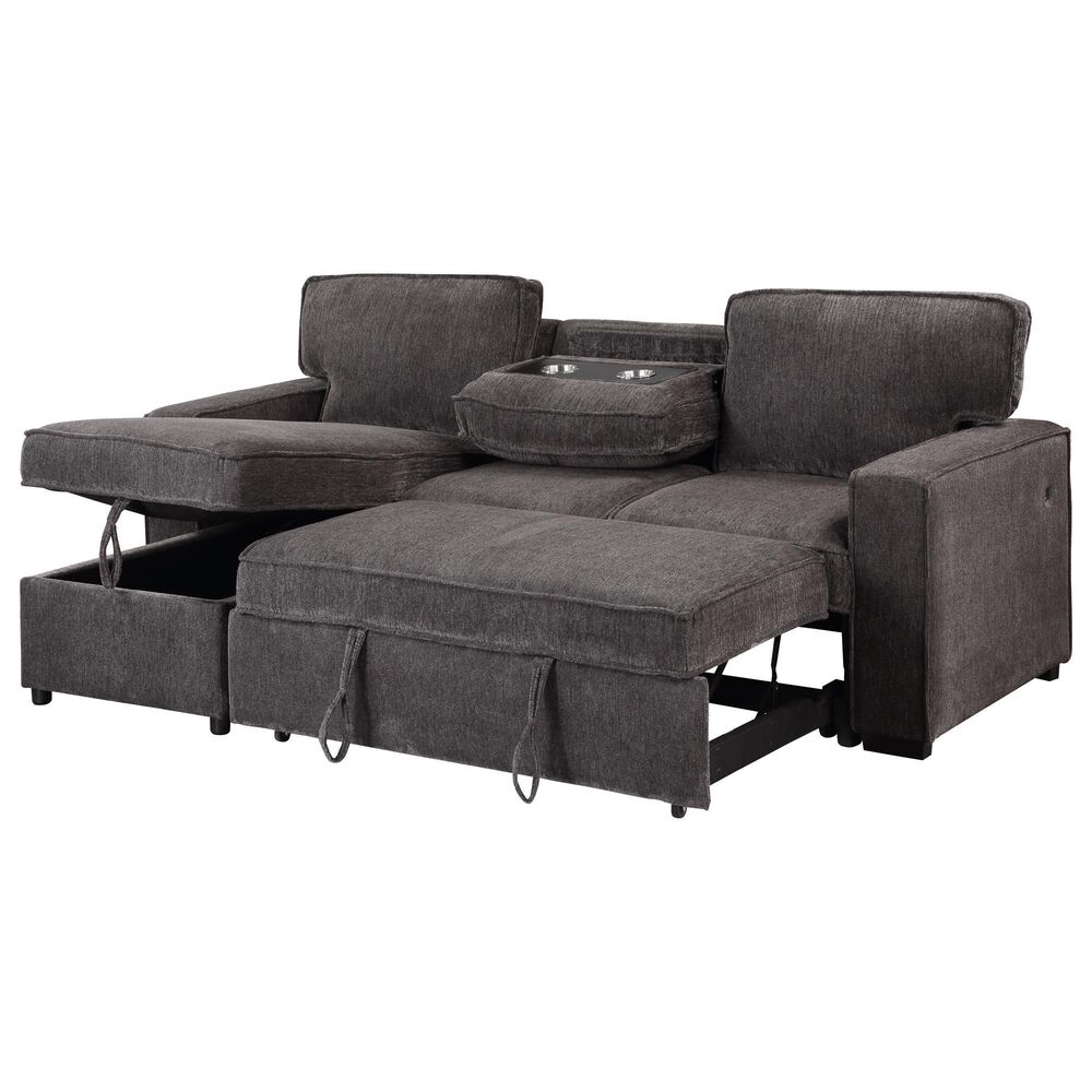 Modern Market Stationary Sleeper Sofa Chaise in Dark Grey, , large