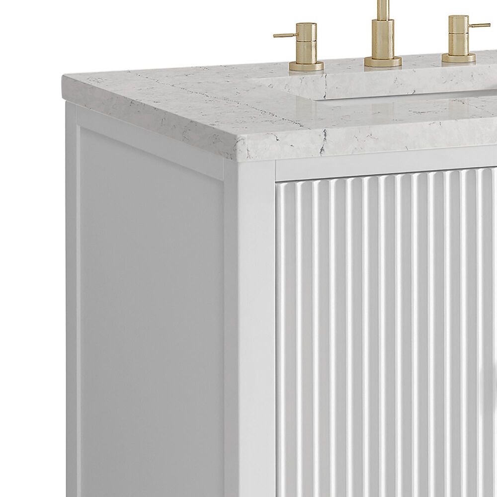 James Martin Vanities Myrrin 60&quot; Double Vanity in Bright White with 3 cm Eternal Jasmine Pearl Quartz Top, , large