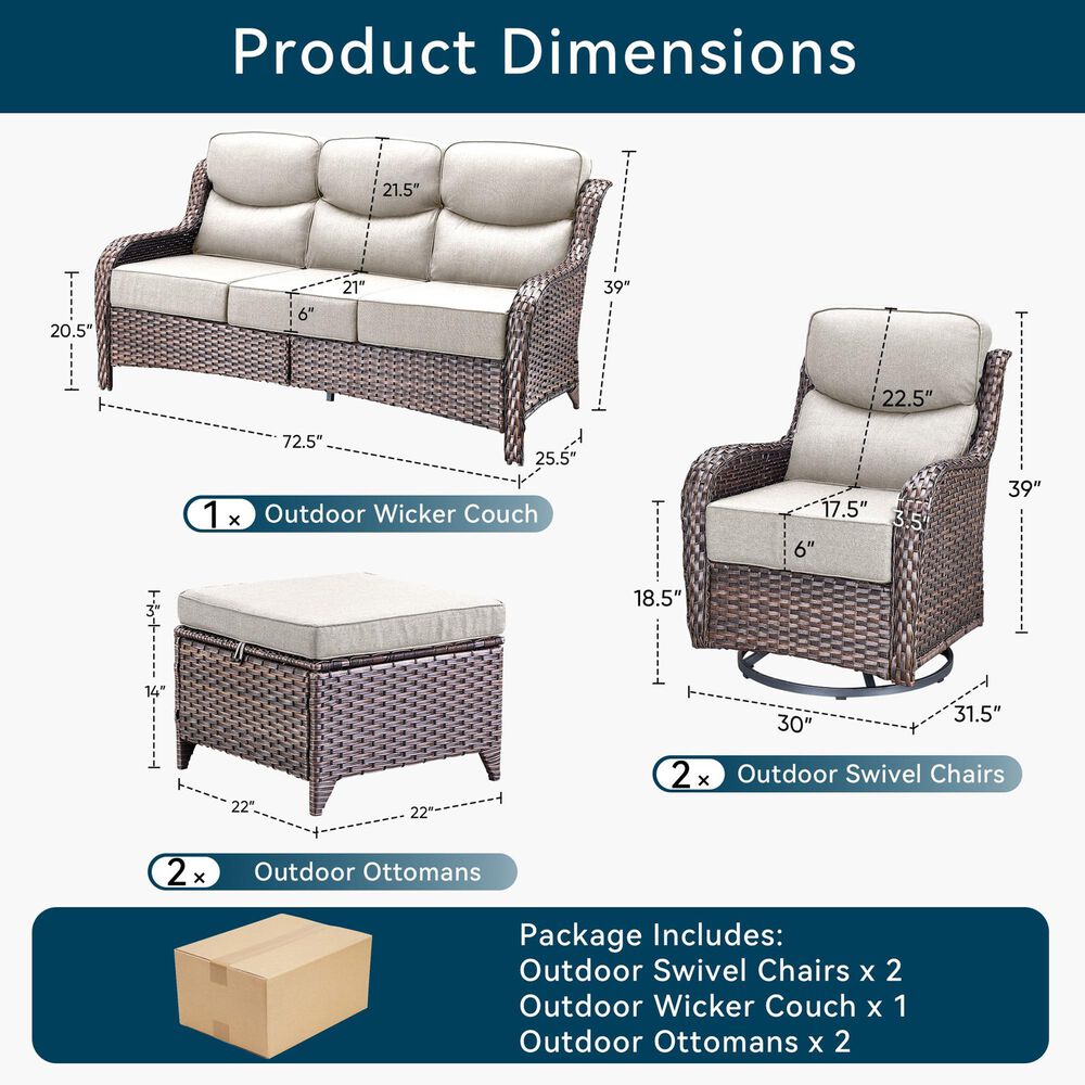 Sunwell Garden 5-Piece Conversation Set in Beige, , large