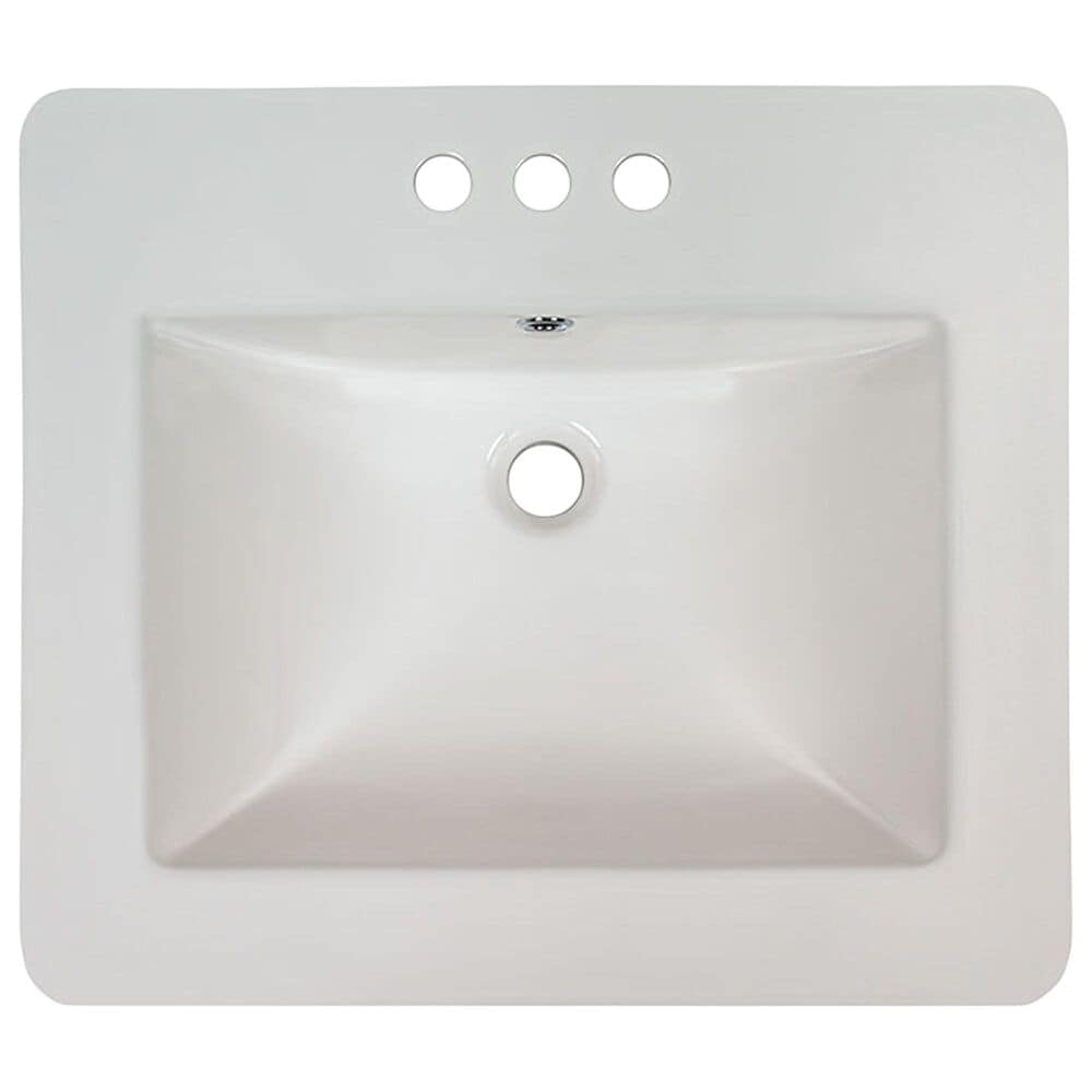 MS International 21" Rectangular Overmount Porcelain Bathroom Sink in White, , large