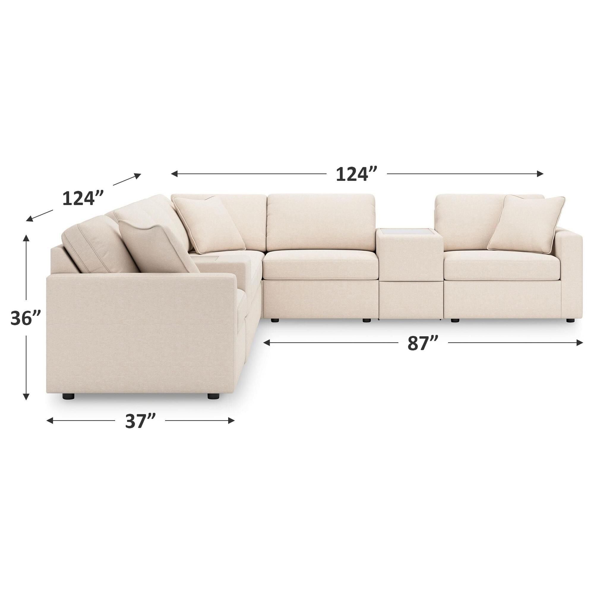 Ashley Modmax 7-piece Sectional with Storage Consoles in Oyster