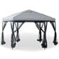 Furniture of America Soley 11" Hexagon Patio Gazebo with Around Netting in Gray, , large