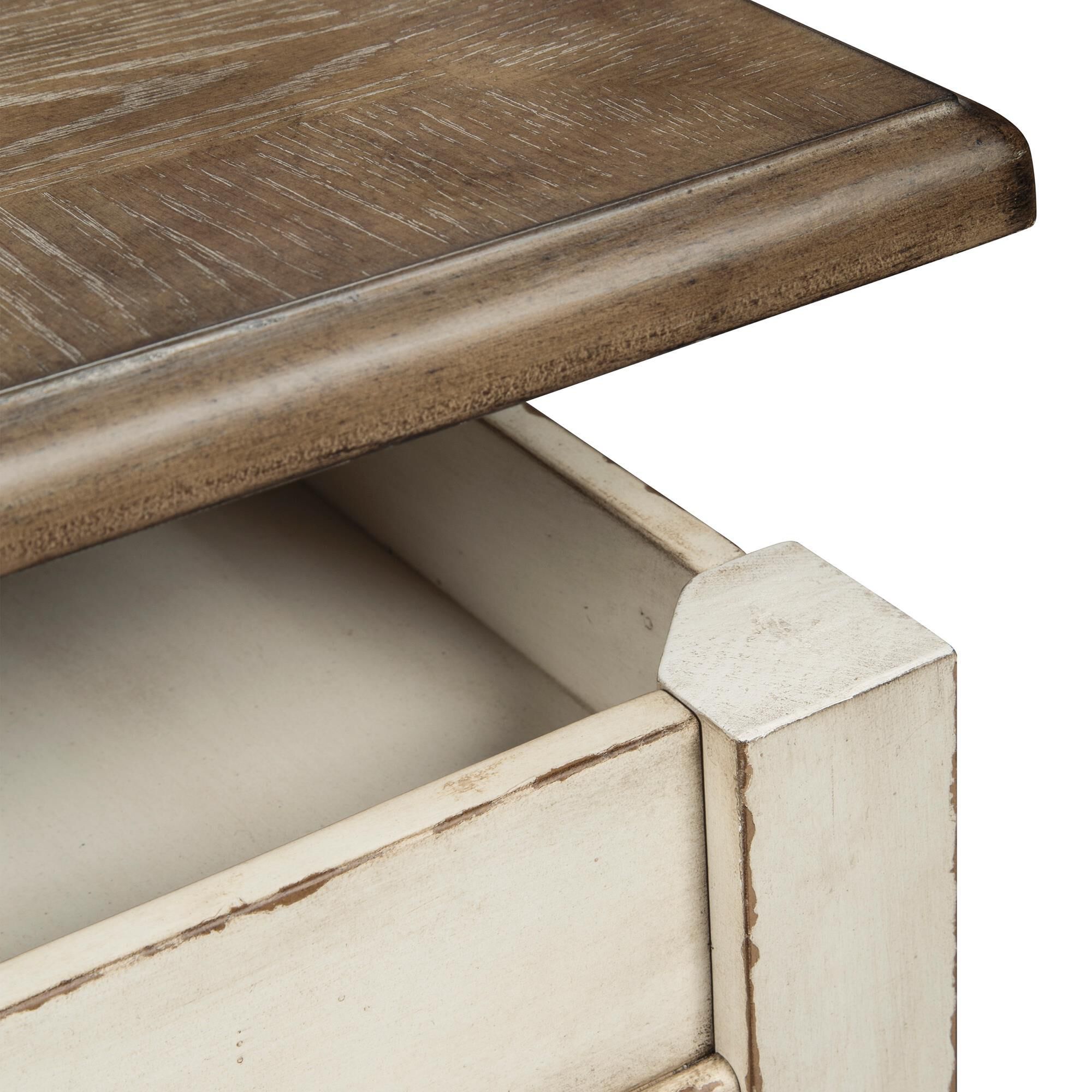 Ashley Realyn Lift Top Cocktail Table in White and Brown