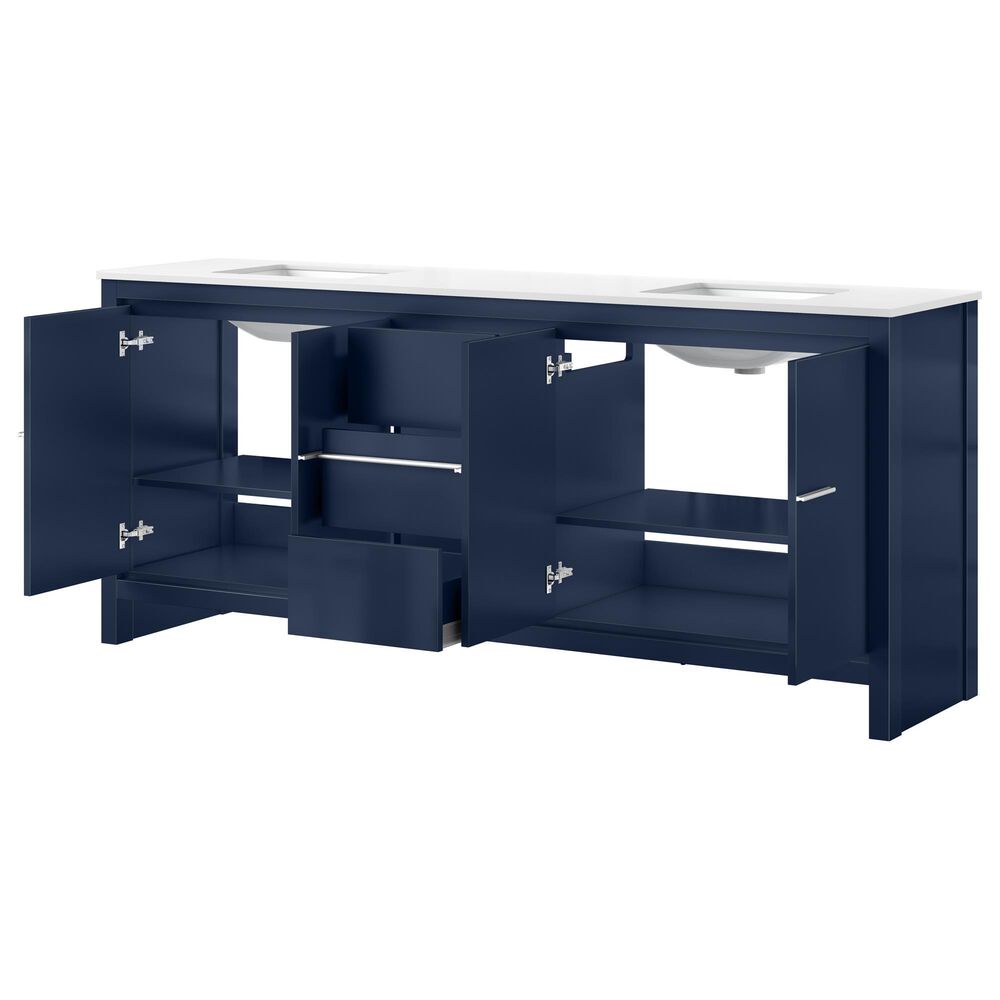 Lexora Home Lafarre 80&quot; Double Bathroom Vanity in Navy Blue with 2 cm White Quartz Top and Rectangular Sinks, , large