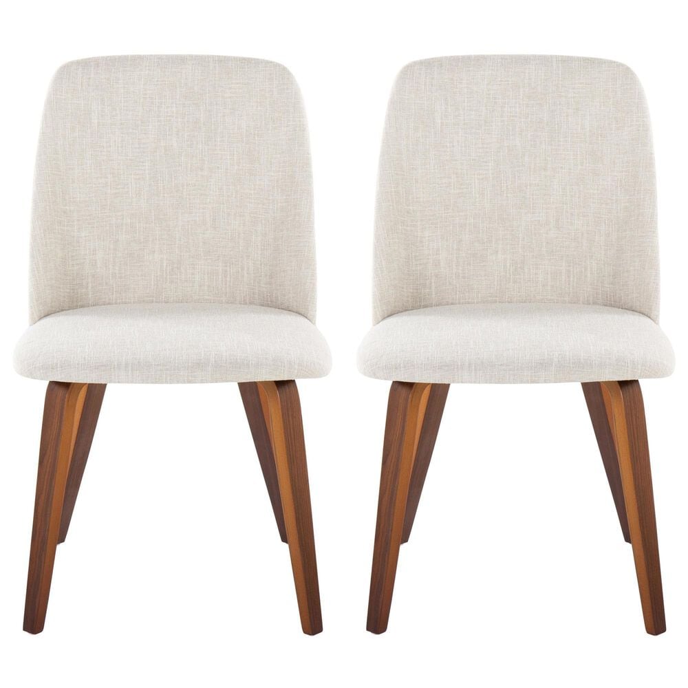 Lumisource Toriano Side Chair with Beige Cushion in Walnut (Set of 2), , large