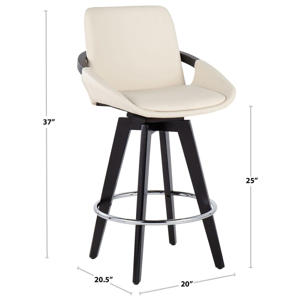 Lumisource Cosmo 26&quot; Swivel Counter Stool with Black Cushion in Black and Chrome &#40;Set of 2&#41;, , large