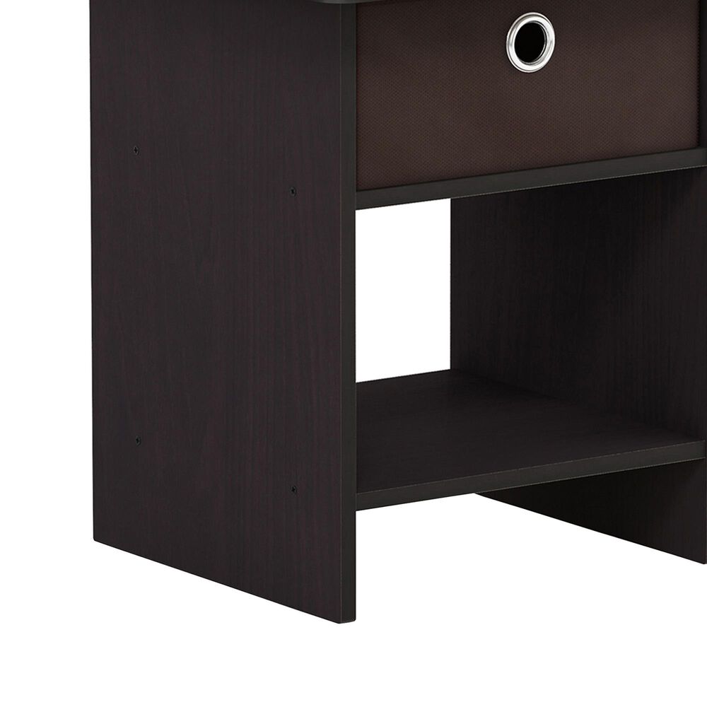 HOMLUX 1-Drawer Modern Nightstand with Open Shelf in Dark Walnut, , large