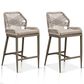 HOMLUX Outdoor Counter Stool with Light Grey Frame in Grey and Beige (Set of 2), , large