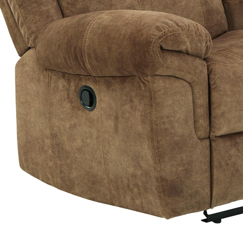 Signature Design by Ashley Huddle Double Reclining Loveseat with Console in Nutmeg, , large