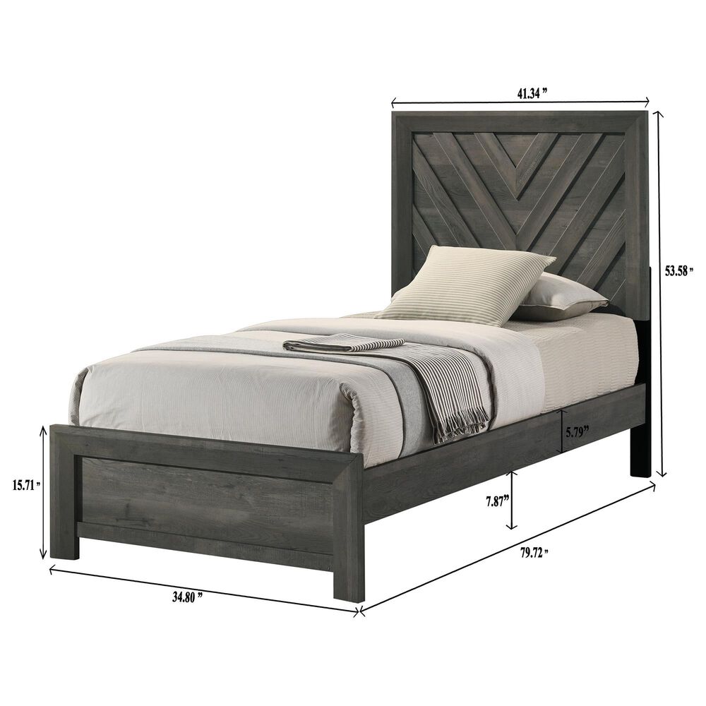 Crown Mark Valor Twin Panel Bed in Grey, , large
