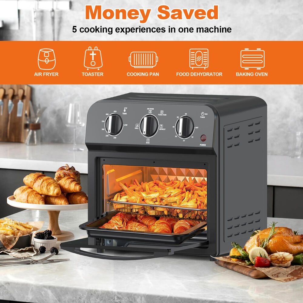 HOMLUX 13 Qt Air Fryer Toaster Oven in Black, , large