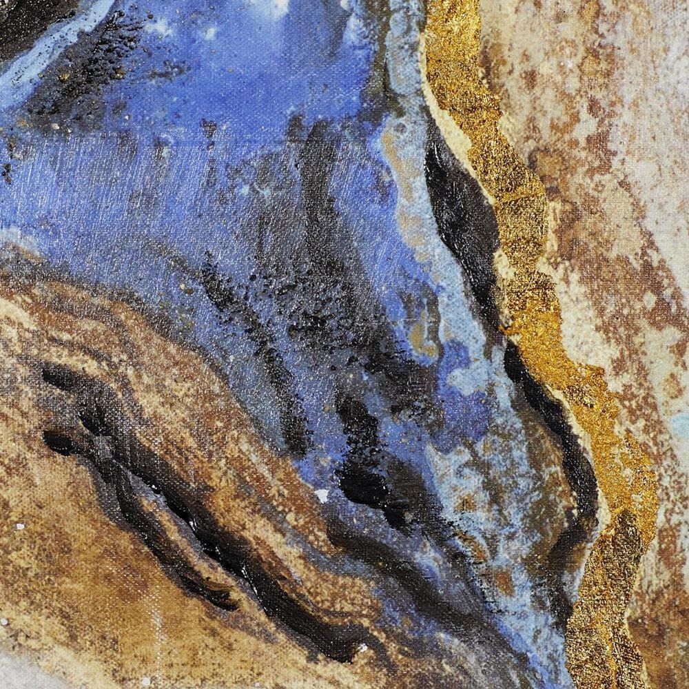 Maple and Jade 47&quot; x 36&quot; Enlarge Slice Geode Wall Art with Gold Frame in Blue, Brown, Teal and White, , large