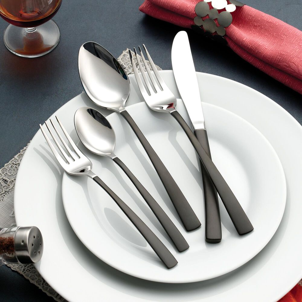 Gifts Plus 20-Piece Flatware Set in Stainless Steel and Matte Black, , large