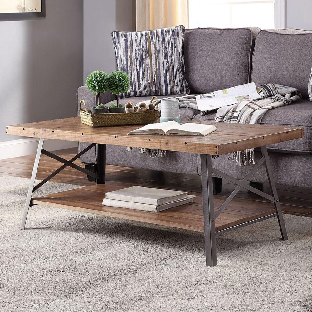 Gunnison Co. Ikram Coffee Table in Weathered Oak and Sandy Black, , large
