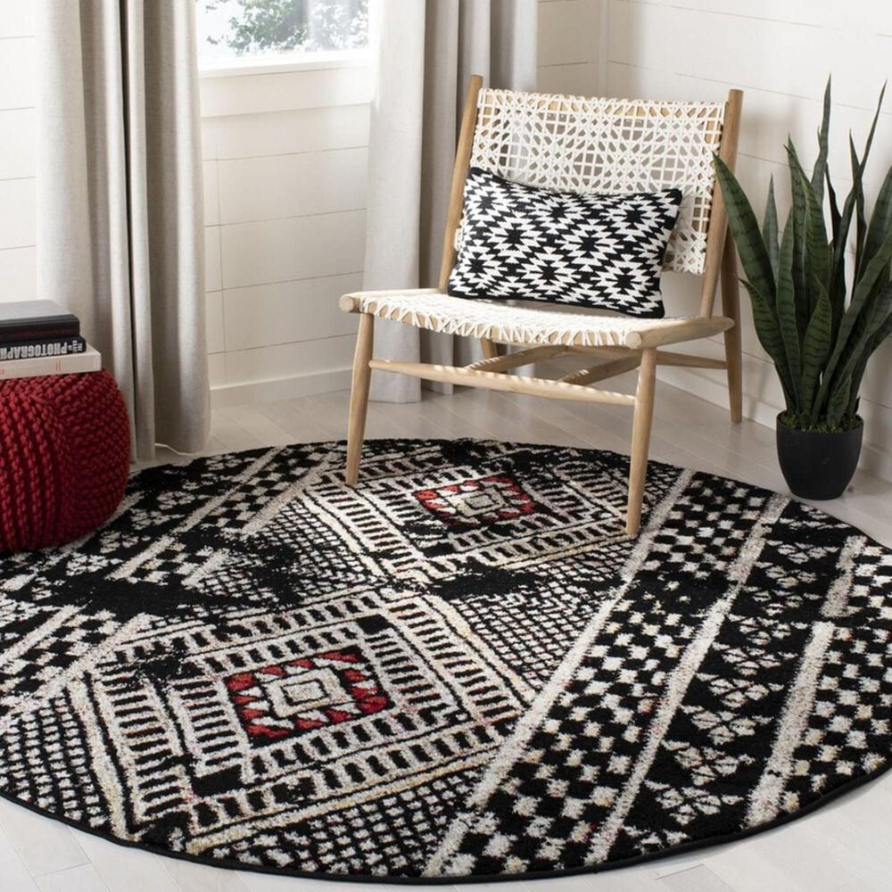 Safavieh Adirondack ADR202Z 6&#39; Round Black and Light Grey Area Rug, , large