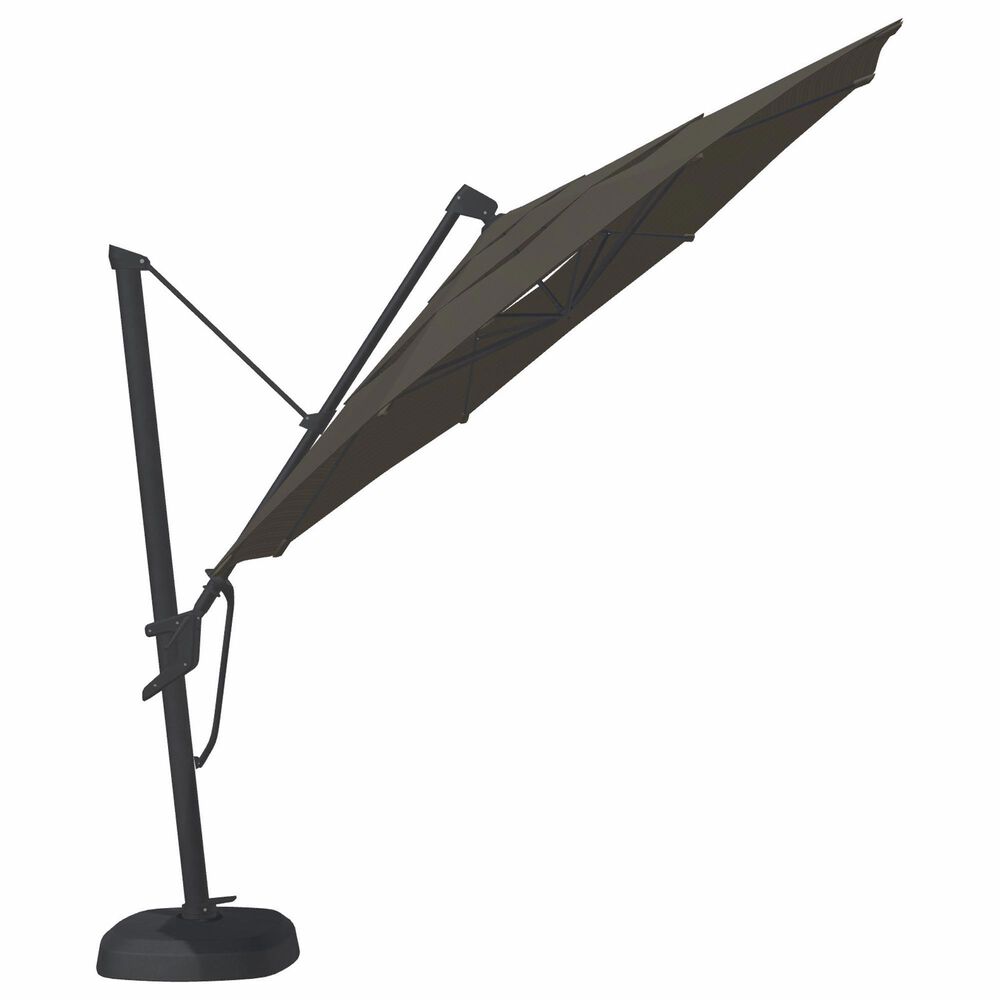 Garden Party Starlux AKZ Plus 11" Octagon Cantilever Umbrella with Black Base in Latitude Gray, , large