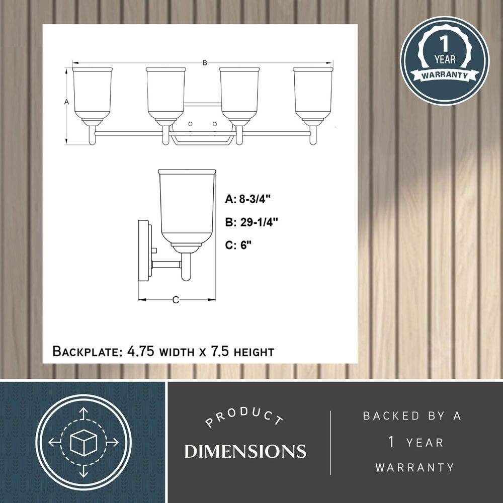 Vaxcel Laurelhurst 4-Light Bathroom Vanity in Matte Black, , large
