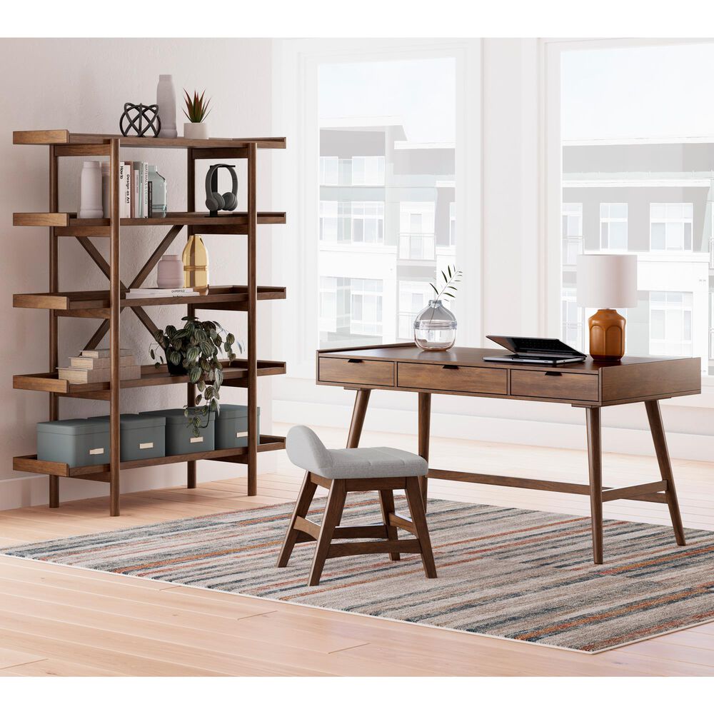 Ashley Lyncott 2-Piece Desk and Bookcase Set in Brown, , large