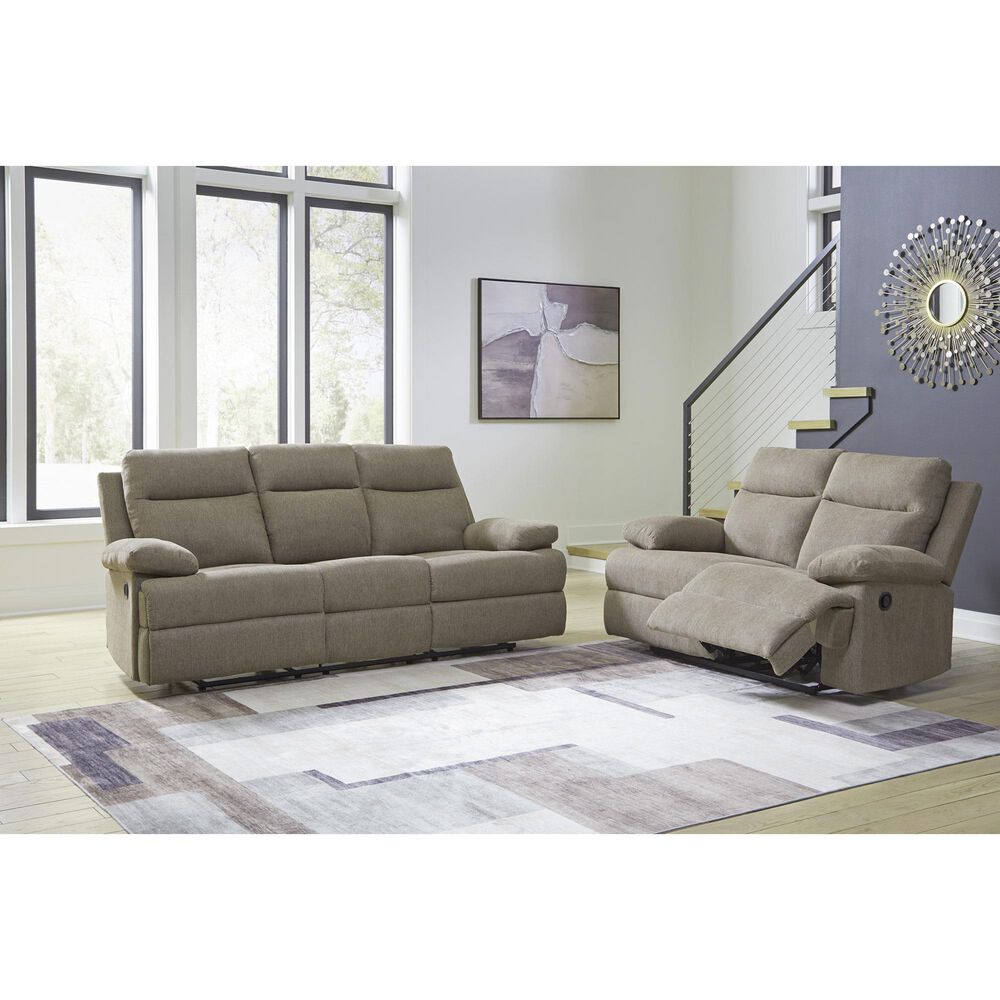 Ashley Side-Swipe Manual Reclining Loveseat in Mocha, , large
