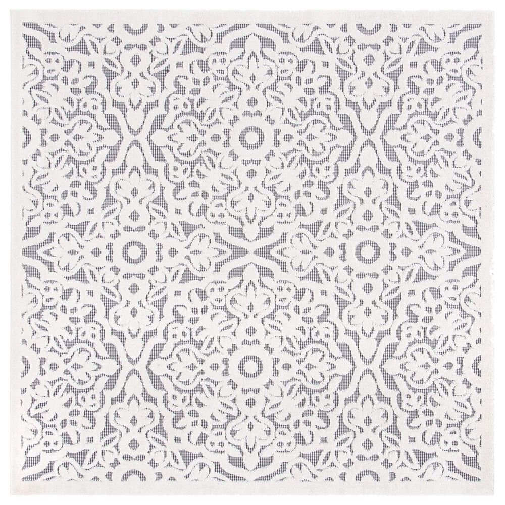Safavieh Cabana CBN662A 4" Square Ivory and Grey Indoor/Outdoor Area Performance Rug, , large