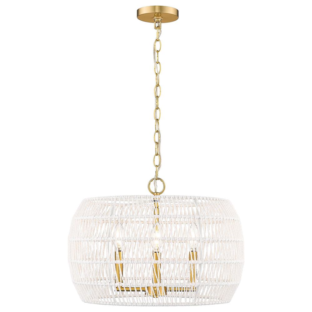 Golden Lighting Ellie 4-Light Chandelier with Bleached White Raphia Rope Shade in Modern Brushed Gold, , large