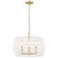 Golden Lighting Ellie 4-Light Chandelier with Bleached White Raphia Rope Shade in Modern Brushed Gold, , large